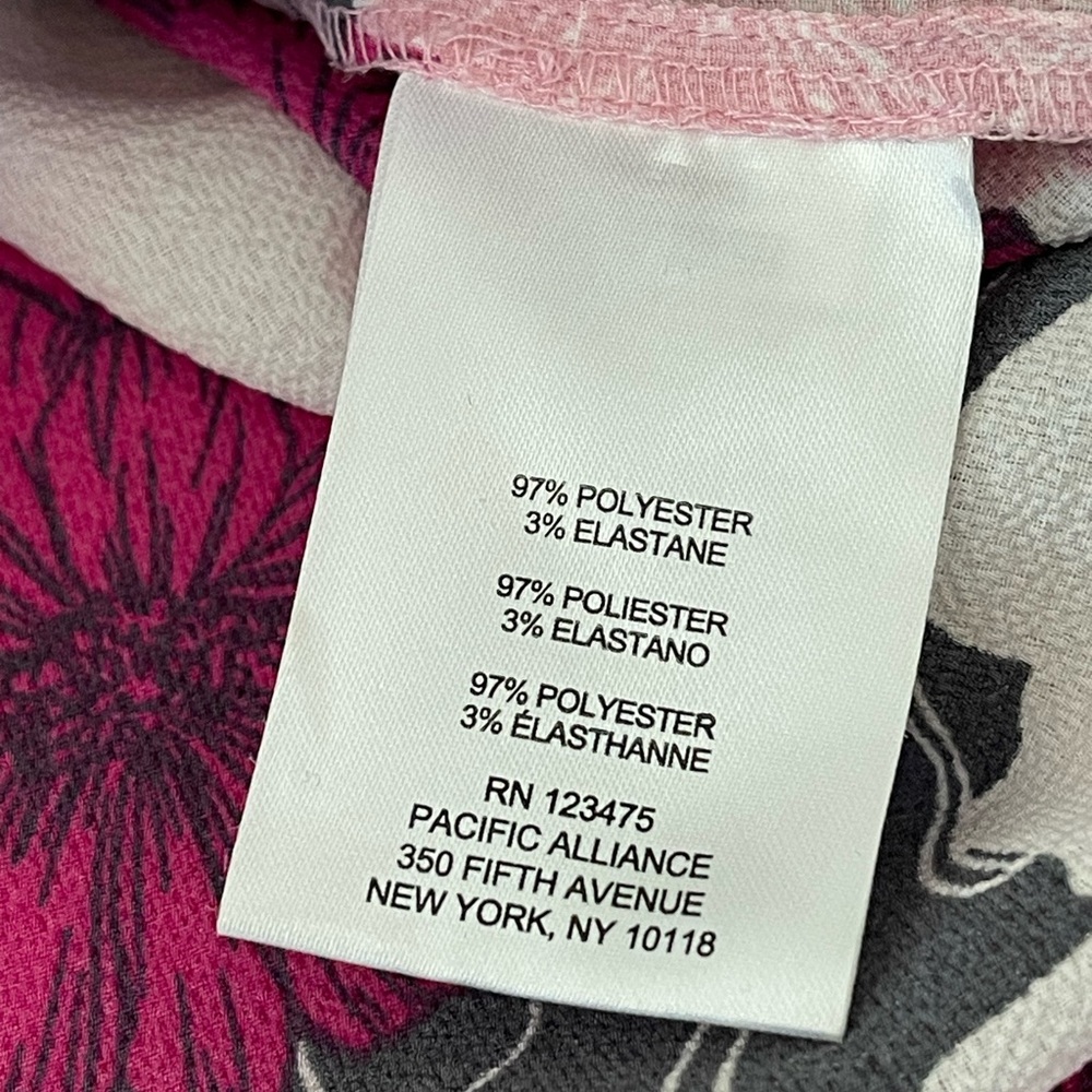 Jones New York Pink Hot Pink Black Floral Button Front Blouse Sz XL Pockets - Picture 14 of 16